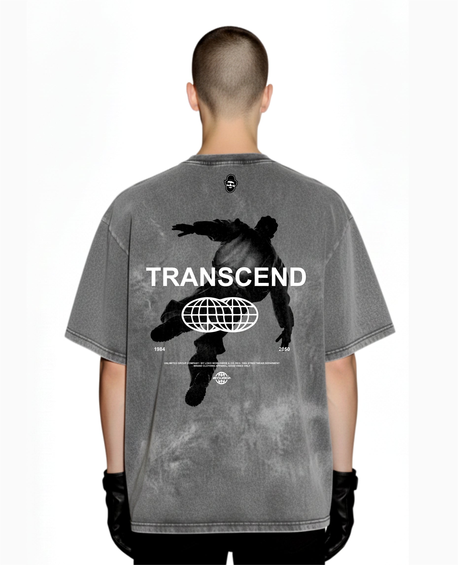 T-SHIRT OVERSIZE ACID WASH GRIS