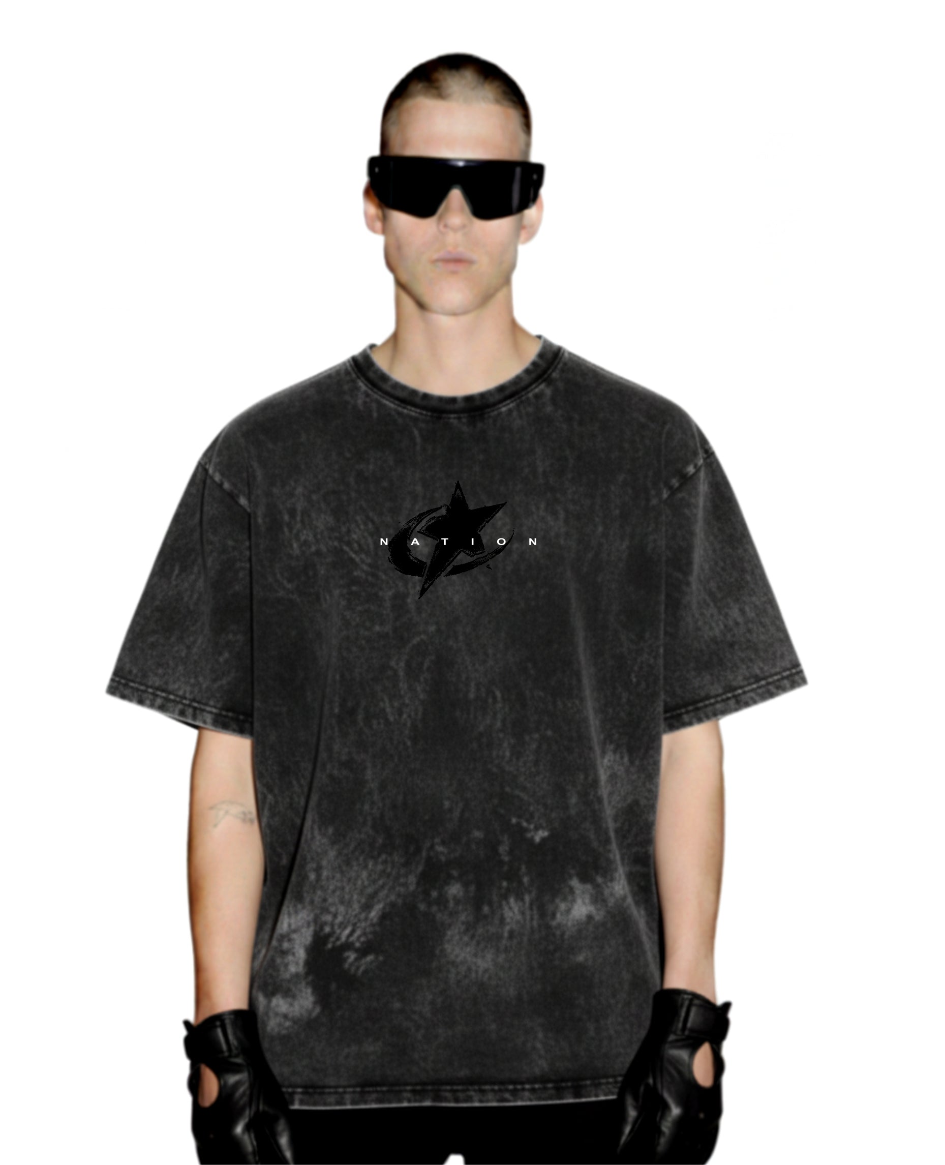 T-SHIRT OVERSIZE ACID WASH BALACLAVA