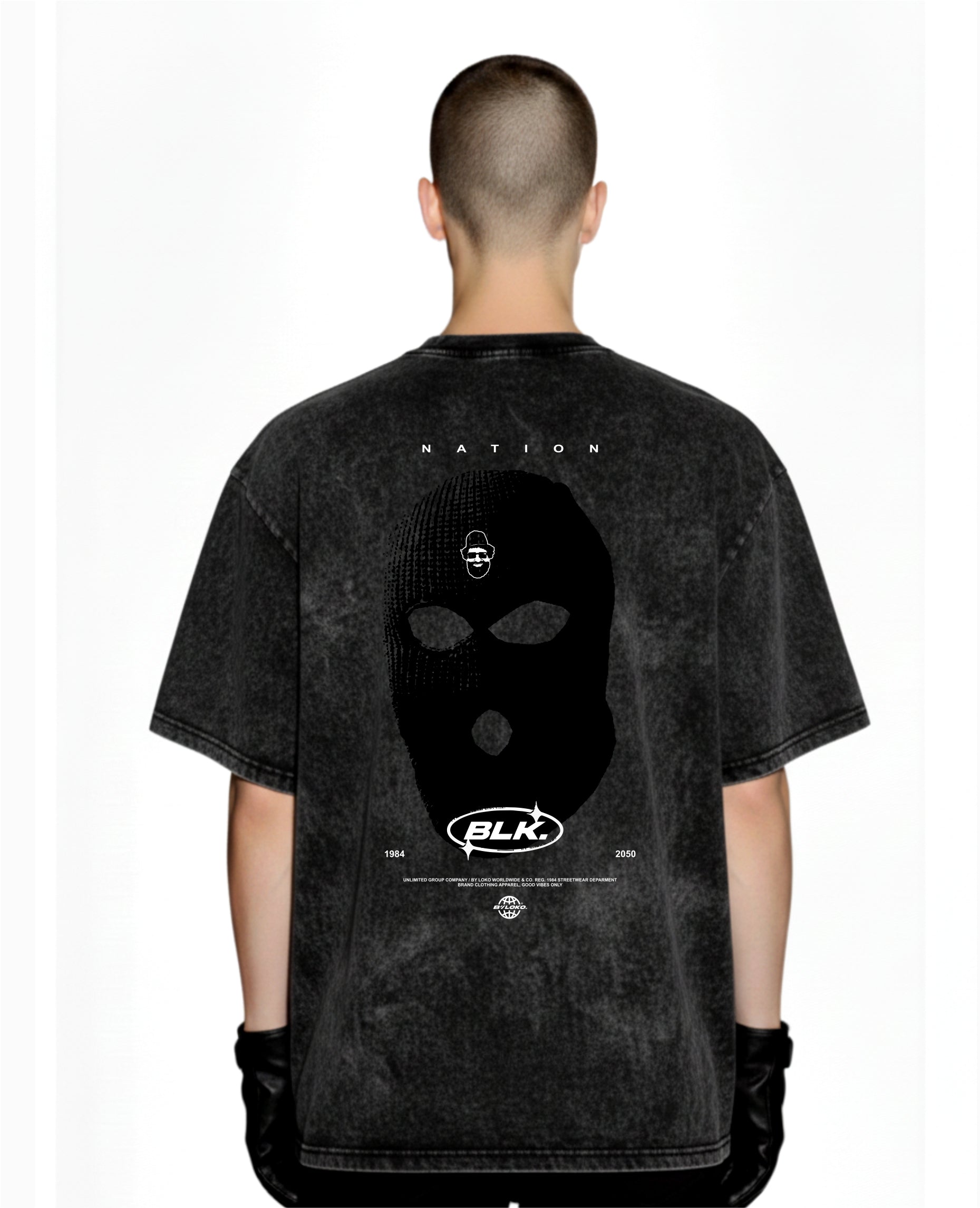 T-SHIRT OVERSIZE ACID WASH BALACLAVA