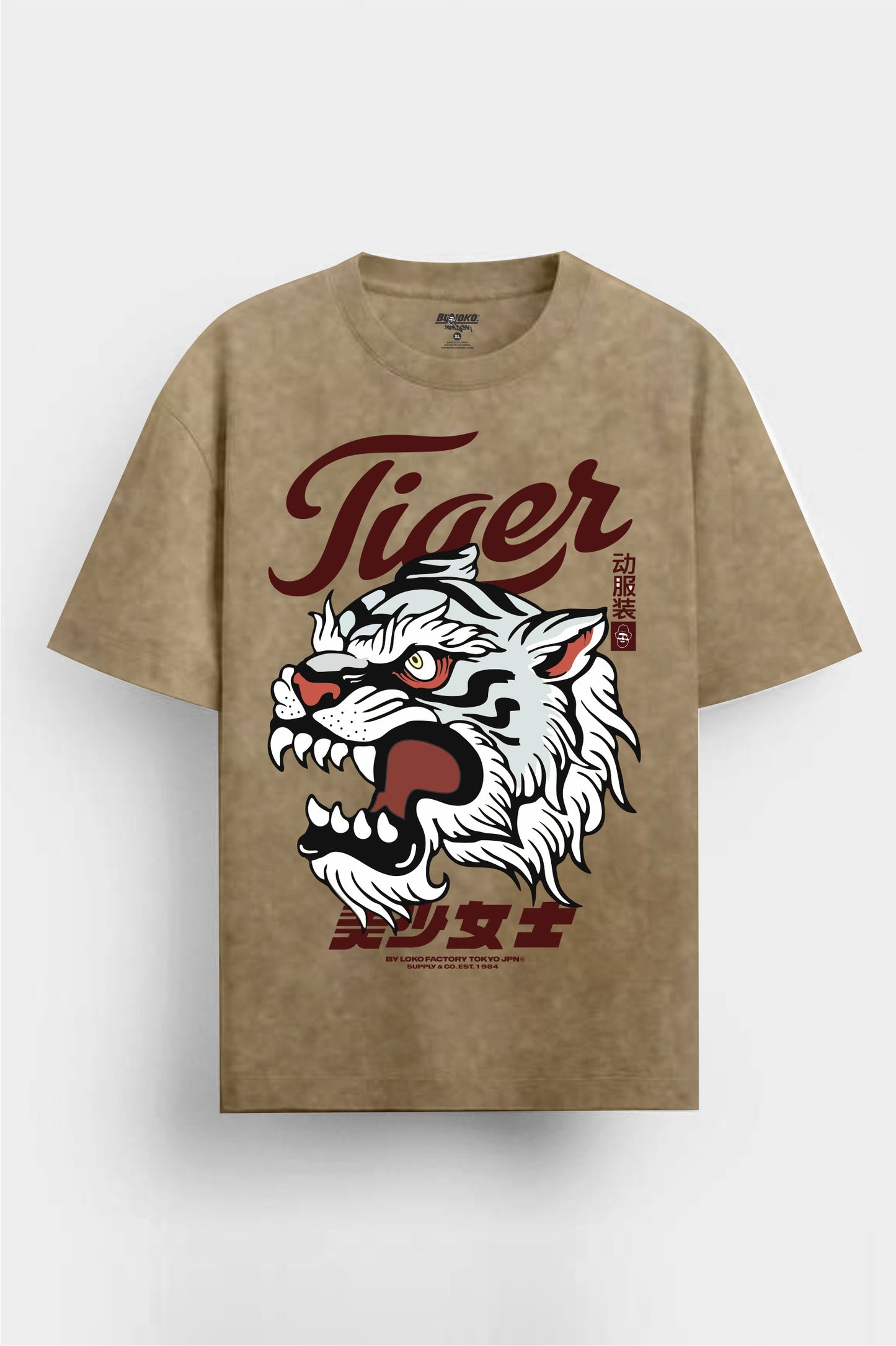 Camiseta Regular Acid Wash Tiger 210gr algodón
